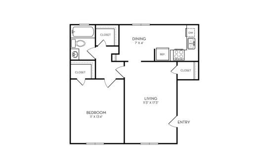the floor plan for a two bedroom apartment at The Zeke