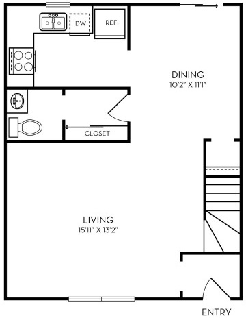 the floor plan for a two bedroom apartment at The Zeke