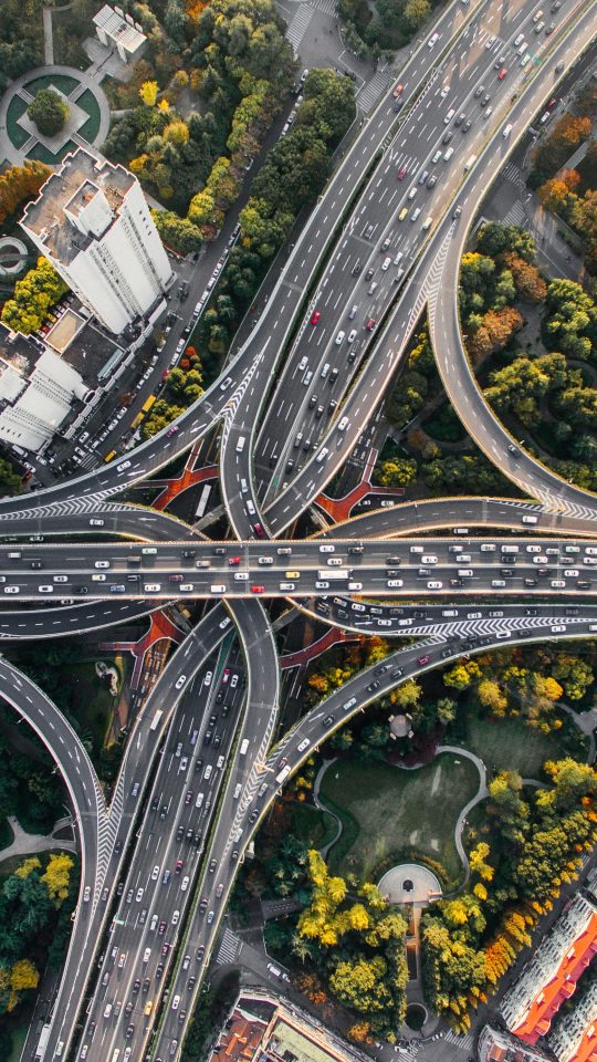 aerial photography of concrete roads